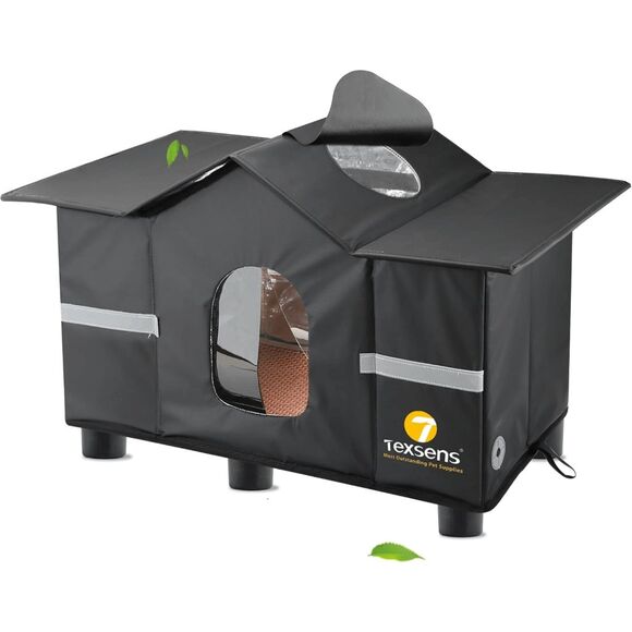 Texsens Heated Cat Shelter-Weatherproof Large Outdoor Cat House - Picture 1 of 9